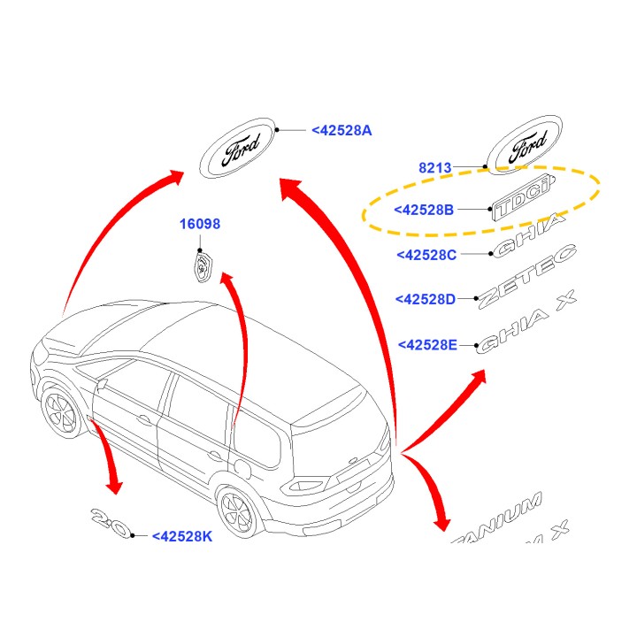 EMBLEMAT ZNACZEK LOGO 3D TDCI FORD