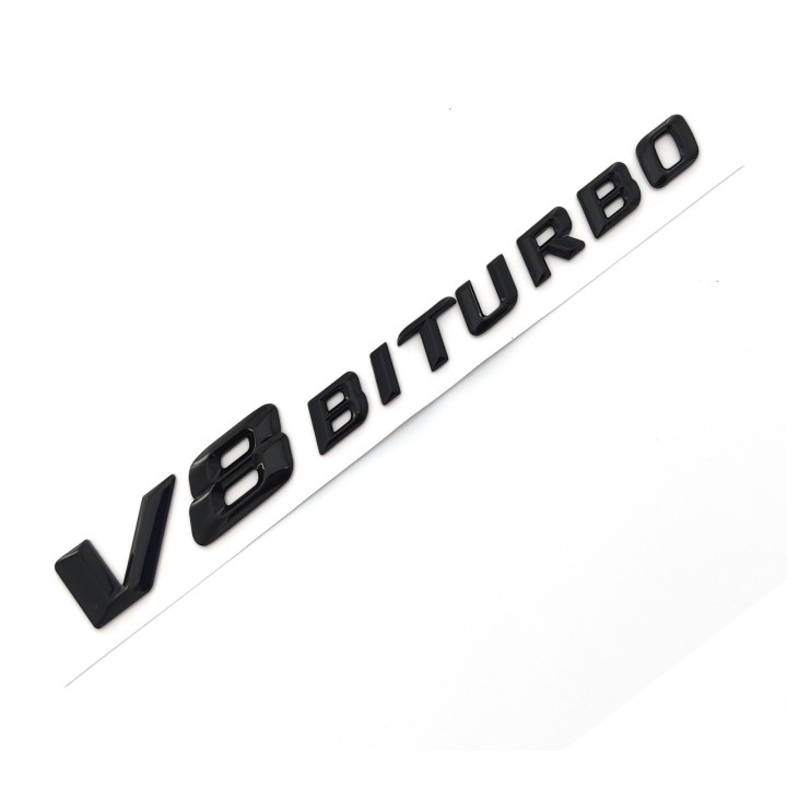 EMBLEMAT ZNACZEK LOGO NAPIS 3D MERCEDES CZARNY V8 BITURBO CZARNY POŁYSK EMBLEMAT ZNACZEK LOGO NAPIS 3D MERCEDES CZARNY V8 BITURB
