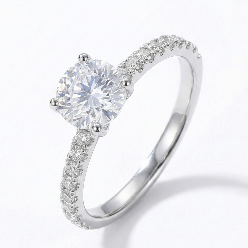 Złoty Pierścionek z Brylantem Cyrkonia ze Stali Chirurgicznej 6 / 16,5 / eu 12